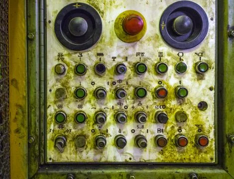 Old press control panel Stock Photos