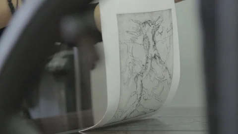Old press technique. Traditional printing Stock Footage 106743059