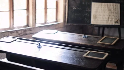 Old primary school interior shot Stock Footage 111141444