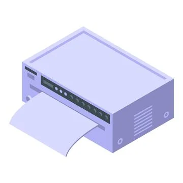 Old printer icon isometric vector. Retro device Stock Illustration