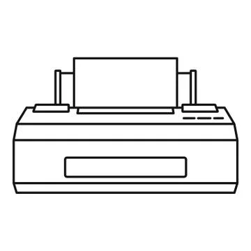 Old printer icon, outline style Stock Illustration