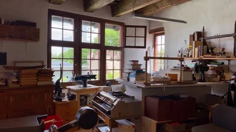 Old printer workshop Stock-Footage 253264014