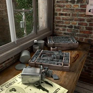 Old printing corner Stock Illustration