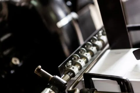 Old printing machine working Stock Photos