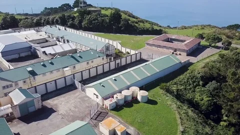Old Prison Aerial Pan Stock Footage 88161062