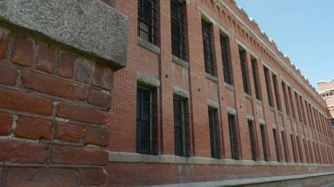 Old prison cell block exterior #2 Stock Footage 8686752
