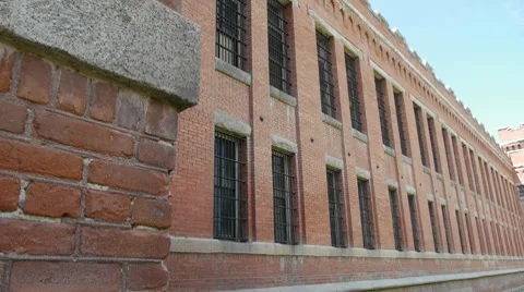Old prison cell block exterior Stock Footage 8686832