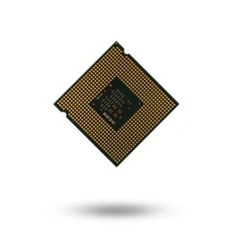 Old processor on a PC isolated on a white background Stock Photos