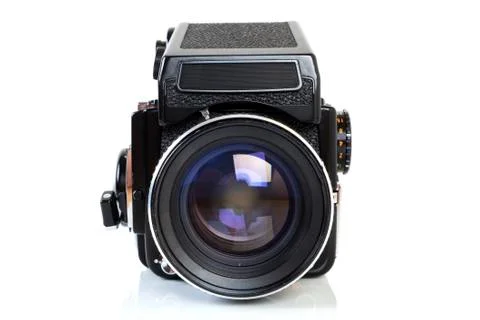 Old professional medium format camera. Foto stock