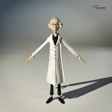 Old Professor Cartoon 3D Model