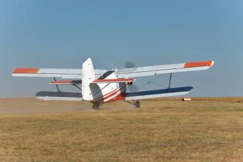 Old propeller biplane Stock Photos
