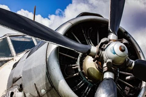Old propeller biplane Stock Photos