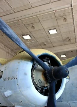 Old propeller plane engine Stock Photos