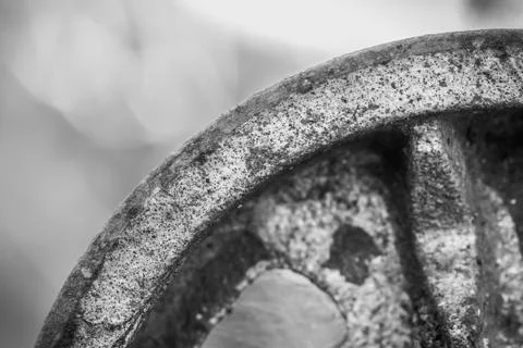 Old Pulley Part of Engine Background Black and White Stock Photos