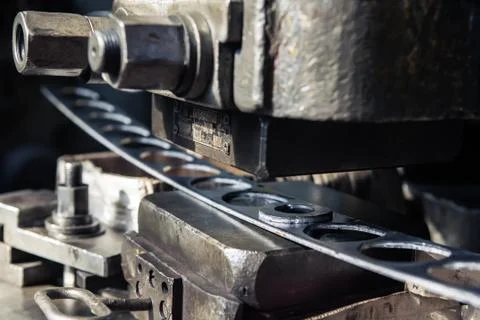 Old punching machine closeup. Stock Photos