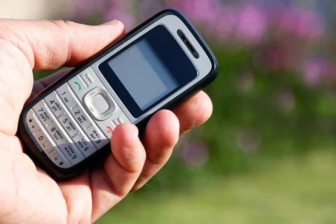 Old push-button cell phone Stock Photos