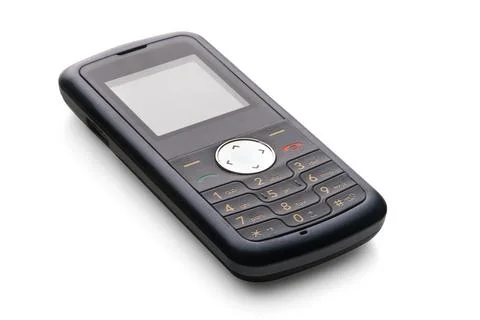 Old push-button mobile phone isolated on white 写真素材