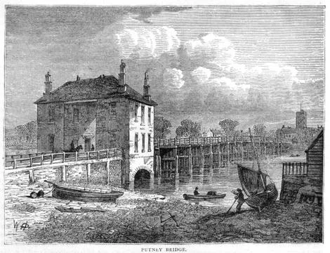 Old Putney Bridge 1790 Stock Illustration