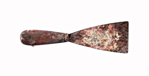 Old putty knifes on white background, isolated. Stock Photos