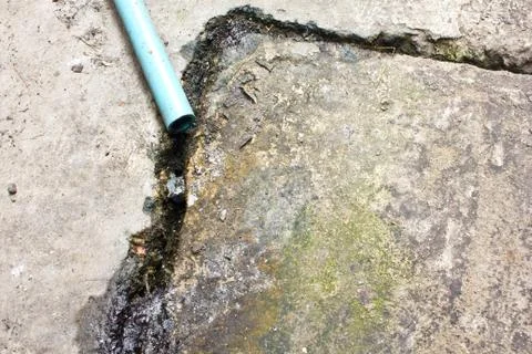 Old pvc pipe on drain Stock Photos