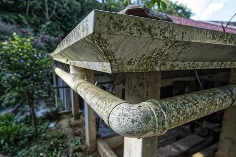 Old PVC rainwater pipe Stock Photos