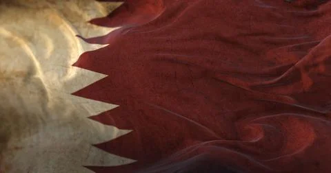Old Qatar Flag waving at wind Stock Illustration
