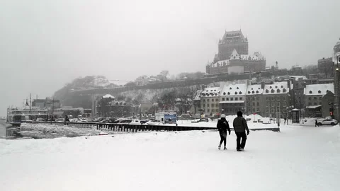The Old Quebec City under the snow Video stock 258408021