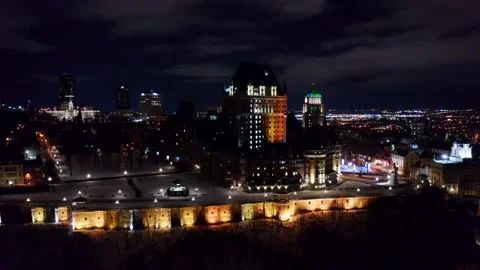 Old Quebec during the COVID 19 Curfew Aerial view Stock-Footage 146963221