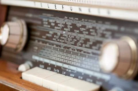 Old radio receiver with antique knobs Stock Photos