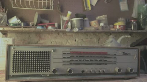 Old radio in workshop - Flat picture Stock Footage 67452181