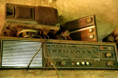 Old radio in the workshop Stock Photos