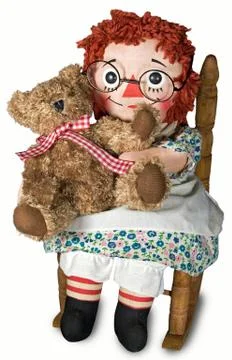 Old rag doll with teddy bear Stock Photos
