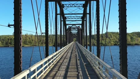 Old Rail Bridge Converted to an ATV bridge Stock Footage 161964086