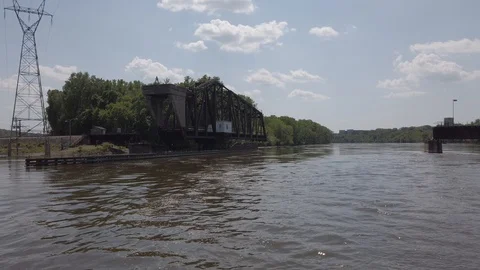 Old Rail Road Bridge St. Paul, Minnesota Stock Footage 109383877