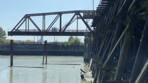 Old Railroad Bridge Stock Footage 172041460