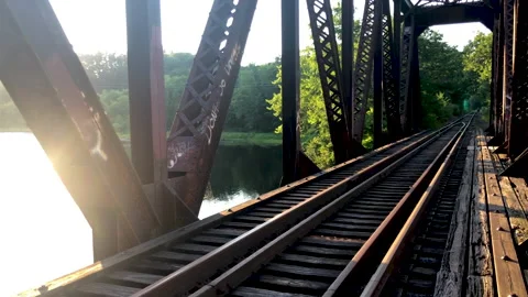 Old Railroad Bridge Stock Footage 205713868