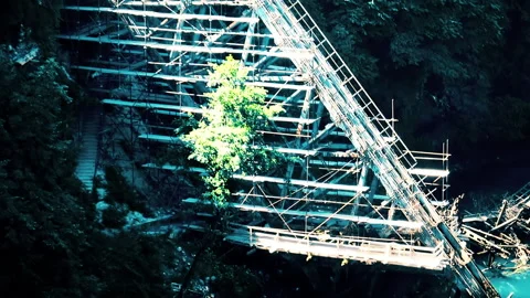 Old railroad bridge over river Neretva destroyed in World War II 스톡 동영상 140427997