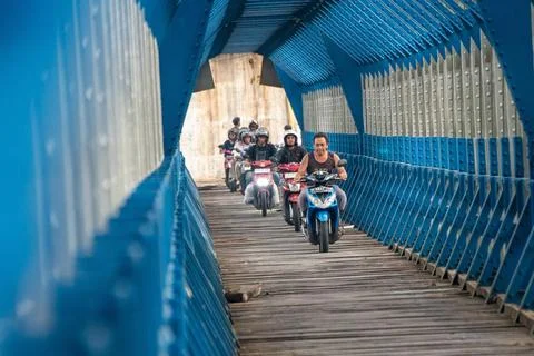  OLD RAILROAD BRIDGE IN WEST JAVA Motorcyclists cross the Cirahong bridge ... Photos