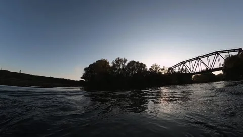 Old railway bridge, an abandoned structure Stock Footage 210041451