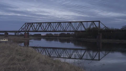 Old railway bridge Time Lapse Video stock 167854760