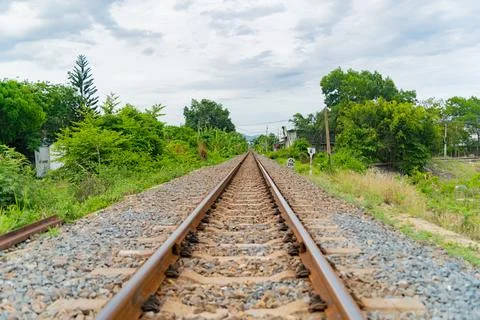 The old railway track. 스톡 사진