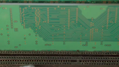 The old RAM is installed on the computer. Close-up. Stock Footage 210078695