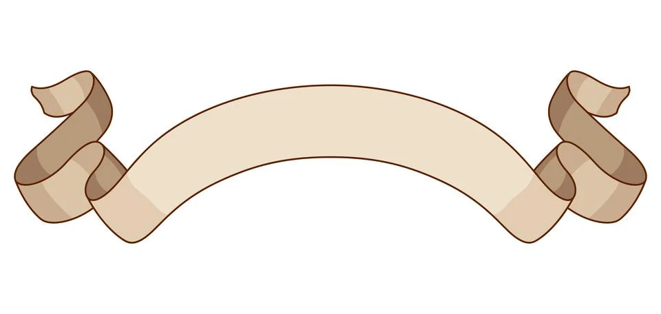 Old realistic scroll ribbon. Decorative paper swirl banner. Stock Illustration