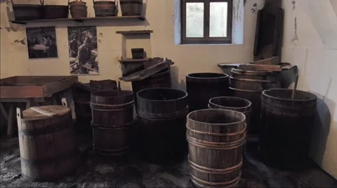 Old recipients for  making cheese Stock Footage 66458195