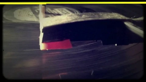 Old record player starting an old vinyl disc Stock Footage 72302329