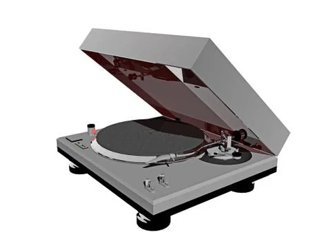 Old record player with tonearm and cover Stock Illustration