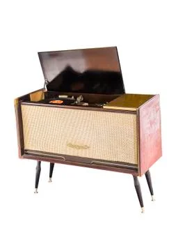 Old record player on white Stock Photos