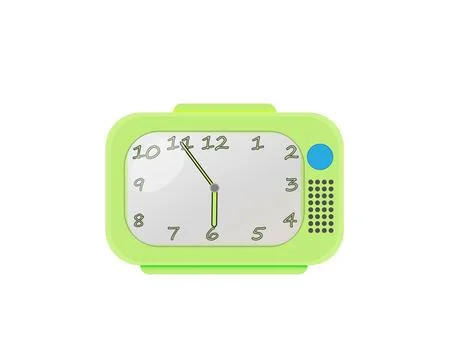 Old rectangular alarm clock with off button Illustrazione stock