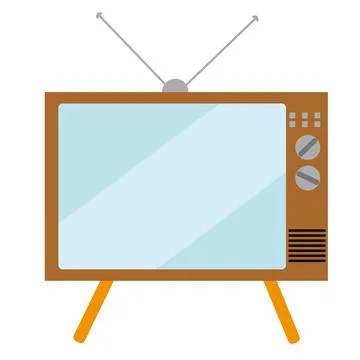 Old, rectangular, retro, vintage, hipster TV with a convex kinescope screen o Stock Illustration