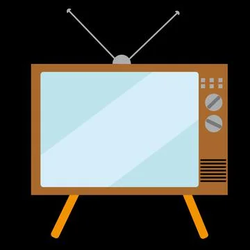 Old, rectangular, retro, vintage, hipster TV with a convex kinescope screen o Stockillustratie